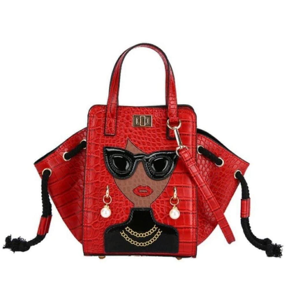 Vintage Style Square Shaped Handbag In Red